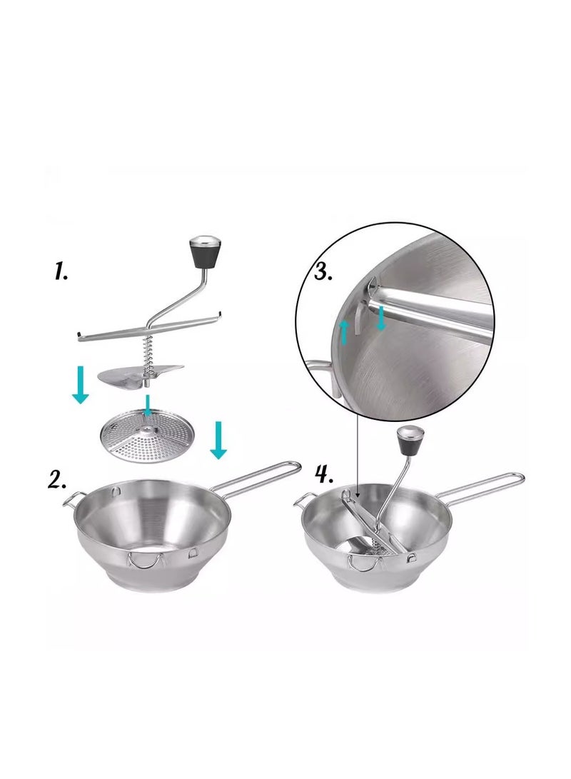 General Food Mill Stainless Steel, Potato Ricer for Mashed Potatoes, with 3 Food Grinder Discs, Grain Mill Hand Crank for Mashing, Straining & Grating Fruits & Vegetables  - Image 2