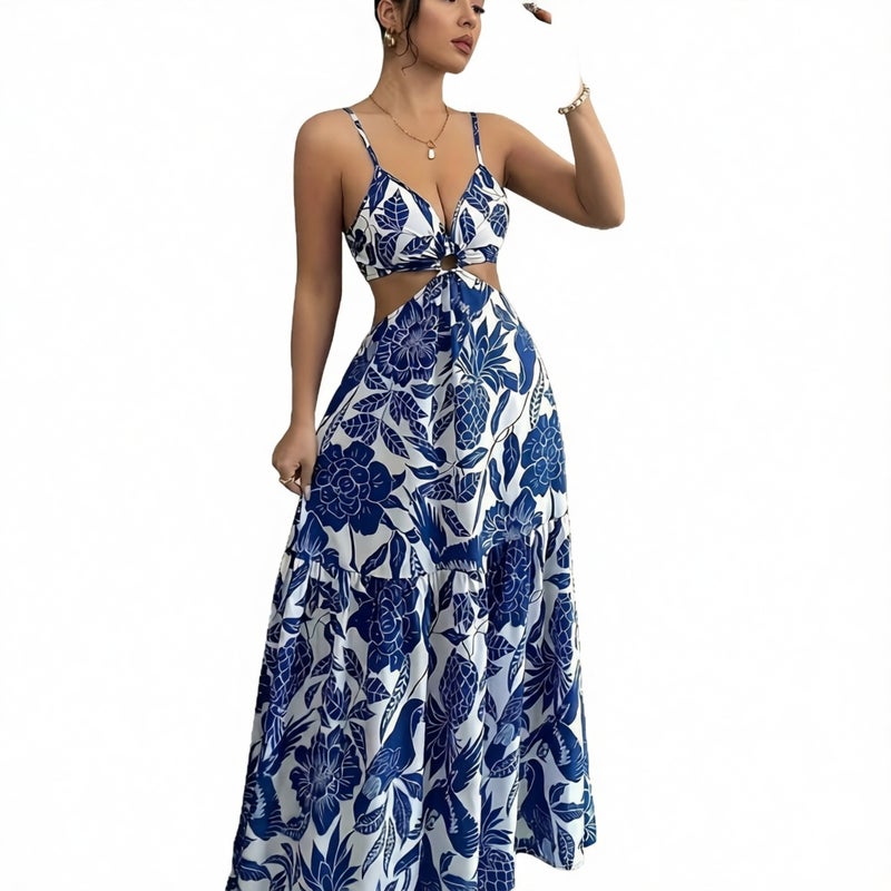Floral Print Sleeveless Backless Summer Dress for Women - Image 3