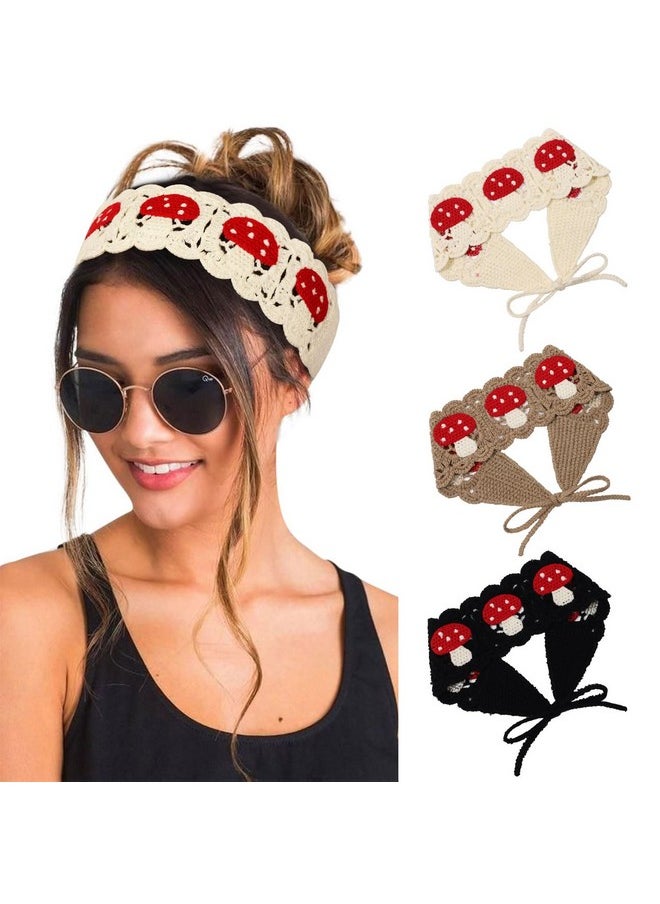 HAIMEIKANG Hippie Hair Bandanas Headbands For Women Boho Headband Knit Hair Bands Floral Head Wrap For Girls (Mushroom)  - Image 1