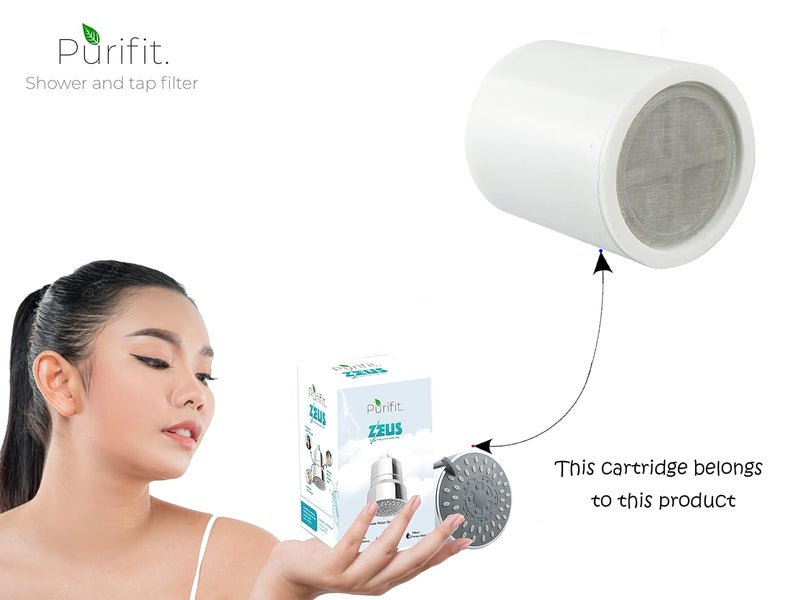 Purifit Purifit Replacement Cartridge for Multi Spray Shower Head Filter Reduce Chlorine Hardwater Limescale Hair fall Skin Issues White Colour 1Pcs  - Image 2