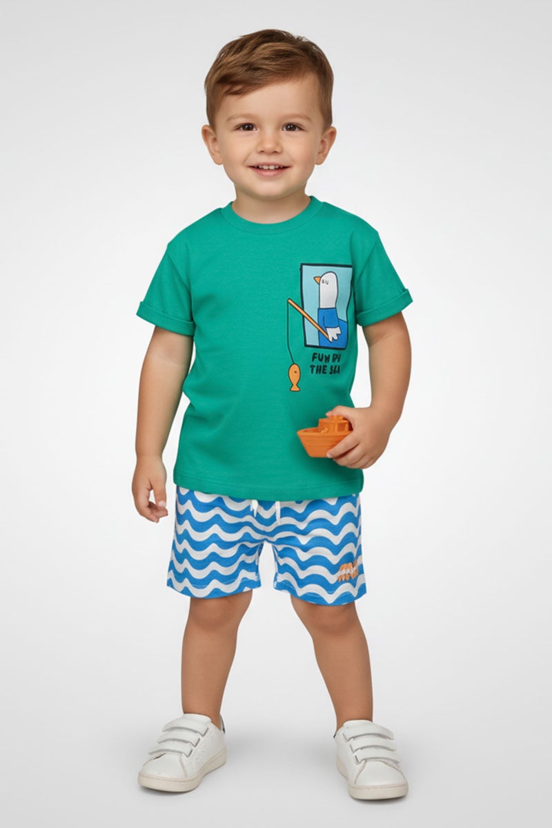 Lily & Jack طقم أولاد toddlers مكون من 3 قطع مع طباعة جرافيك وشورتات ونظارات شمسية، متعدد الألوان - Image 1