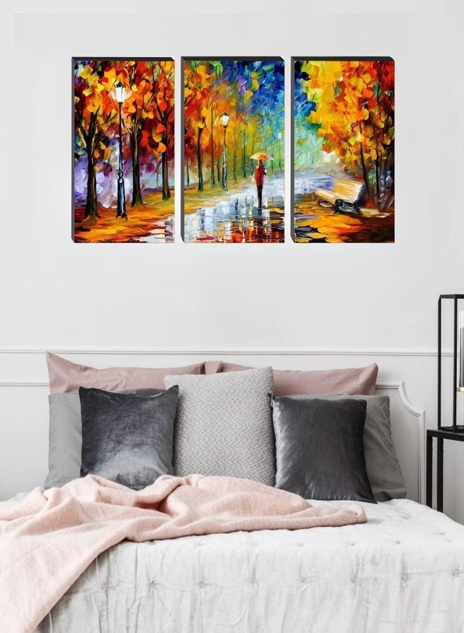Masstone Romantic Painting For Bedroom | Romantic Couple Forest Street View Wall Art 9x12 inch | Couples Painting Set of 3 | Couple Painting For Wall Decoration - Image 4