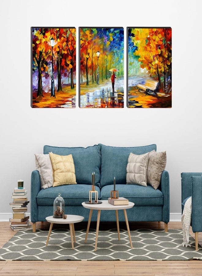 Masstone Romantic Painting For Bedroom | Romantic Couple Forest Street View Wall Art 9x12 inch | Couples Painting Set of 3 | Couple Painting For Wall Decoration - Image 5