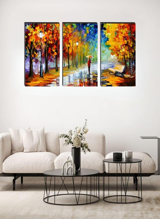 Masstone Romantic Painting For Bedroom | Romantic Couple Forest Street View Wall Art 9x12 inch | Couples Painting Set of 3 | Couple Painting For Wall Decoration - Image 3