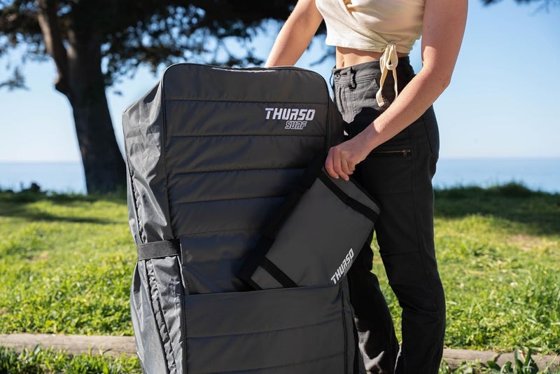 THURSO SURF حقيبة لوح التجديف القابلة للنفخ مع عجلات حقيبة ظهر بديلة تناسب أي لوح iSUP يصل طوله إلى 12'6 وحقيبة لوح التجديف فائقة المتانة بسعة كبيرة لحمل السفر - Image 3