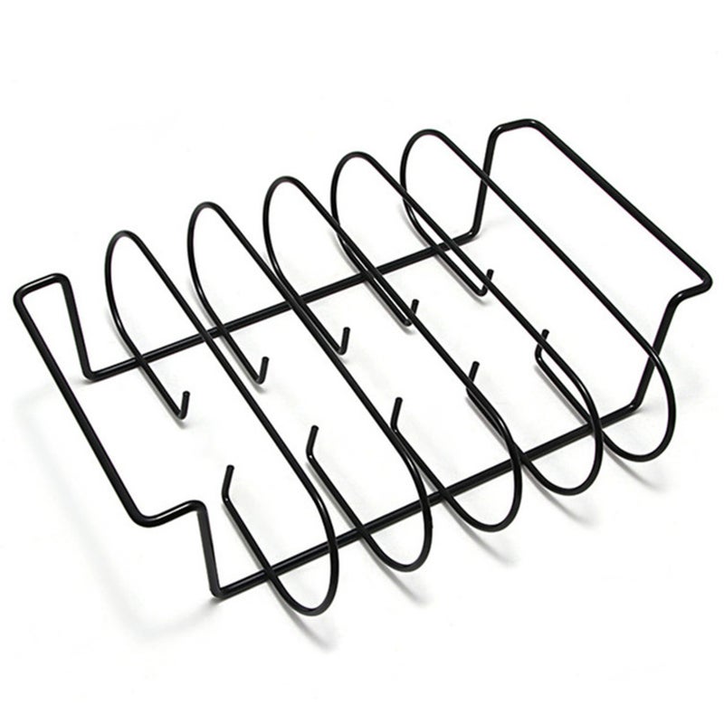 Steak Rack Holds 4 Steak BBQ Stand Rib Rack with 2 Handle Oven Charcoal Grill Smoker Grill - Image 2