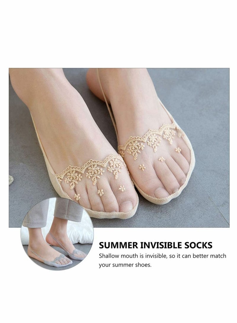 Excefore Liner Socks Invisible Boat Shoe Socks Heelless Sock Breathable Hidden Liner for Summer Women Slip On Sneakers 4 Pairs (Black, Gray,Skin Color,White) - Image 2