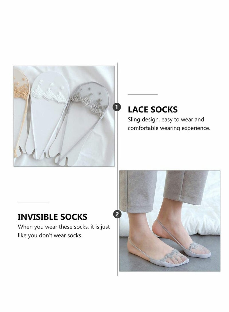 Excefore Liner Socks Invisible Boat Shoe Socks Heelless Sock Breathable Hidden Liner for Summer Women Slip On Sneakers 4 Pairs (Black, Gray,Skin Color,White) - Image 3