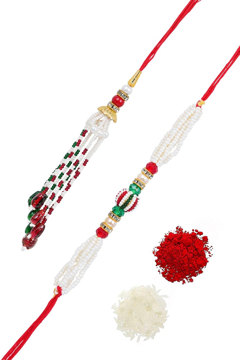JFL JFL Unisex Adult - Jewellery for Less Handmade Rakhi Combo Couple Pair Set Fancy Rakhi Bracelet with Roli Chawal Raksha Bandhan with Hand Written Card  - Image 5