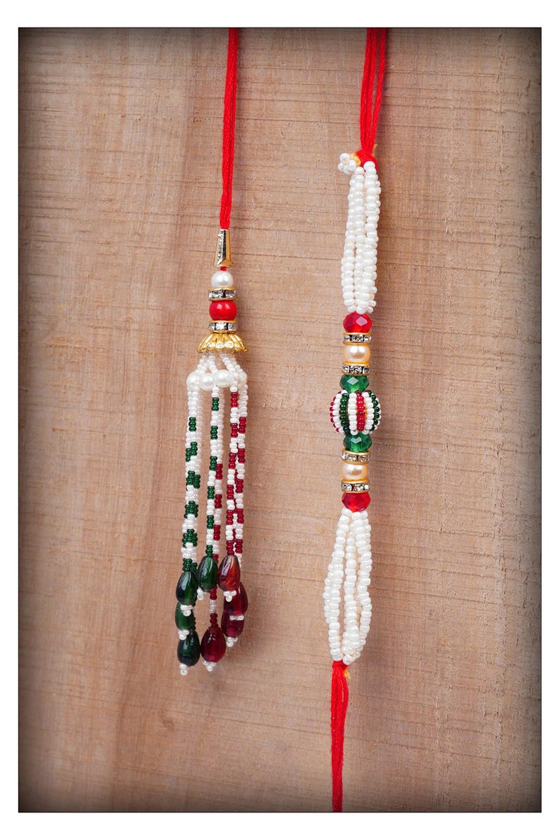 JFL JFL Unisex Adult - Jewellery for Less Handmade Rakhi Combo Couple Pair Set Fancy Rakhi Bracelet with Roli Chawal Raksha Bandhan with Hand Written Card  - Image 2