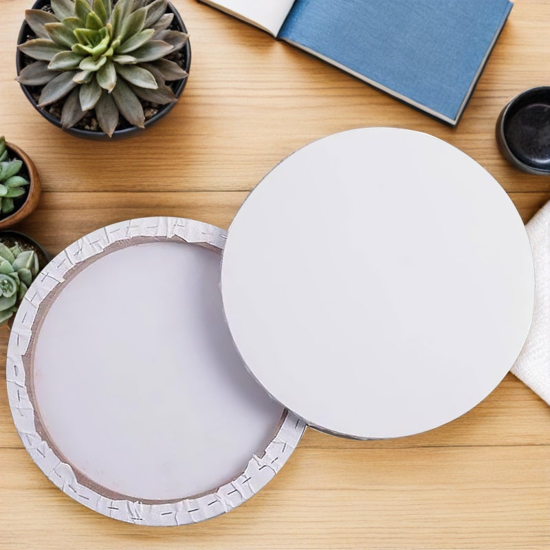 2pcs 30cm Painting Frame Cotton Round Thick Stretched Canvas Frame for Drawing Painting DIY (White) - Image 3