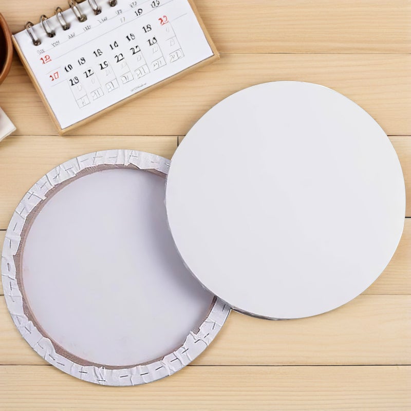 2pcs 30cm Painting Frame Cotton Round Thick Stretched Canvas Frame for Drawing Painting DIY (White) - Image 2