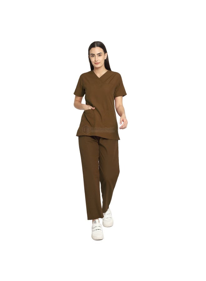 آي إس إندوسيرجيكالز طقم ملابس طبية (سكراب) بتصميم "فو-راب" (Faux Wrap) للنساء من IndoSurgicals - مخصص لغرف العمليات (المقاس: M، اللون: أخضر زجاجي) - Image 1