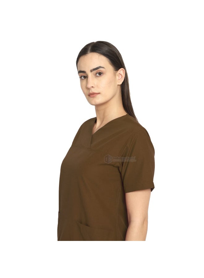 آي إس إندوسيرجيكالز طقم ملابس طبية (سكراب) بتصميم "فو-راب" (Faux Wrap) للنساء من IndoSurgicals - مخصص لغرف العمليات (المقاس: M، اللون: أخضر زجاجي) - Image 3