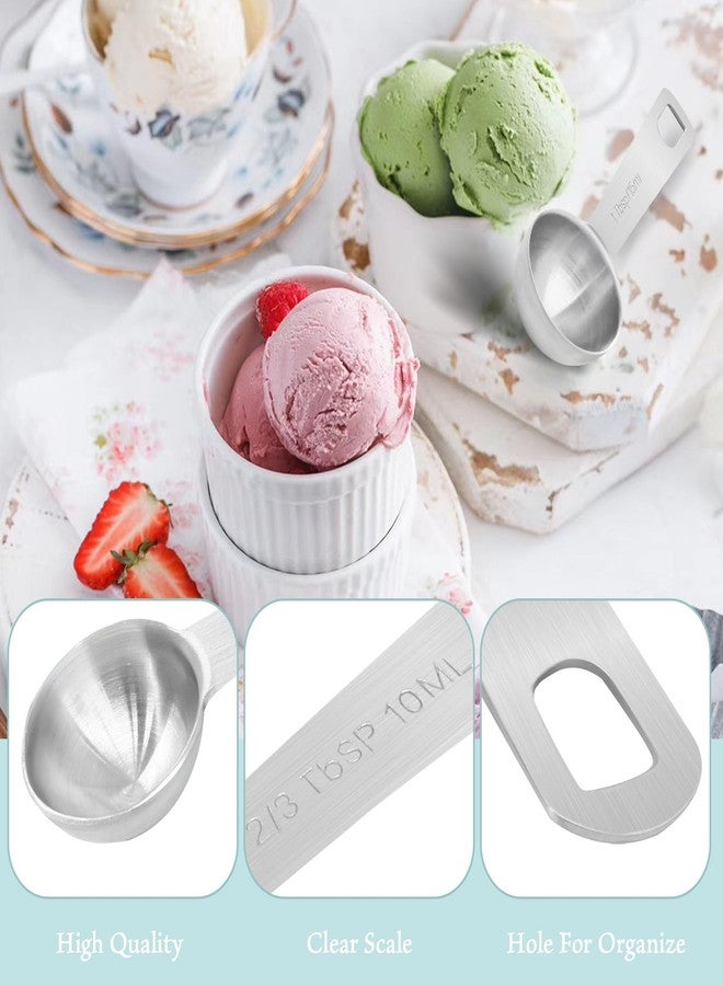 Marvexi 2Pcs 2/3 Tablespoon (2/3 Tbsp | 2 Tsp | 10 Ml | 10 Cc) Stainless Steel Measuring Spoons, 2 Teaspoon Metal Single Measuring Spoon for Measuring Coffee Powder, Grains and Loose Tea - Image 2