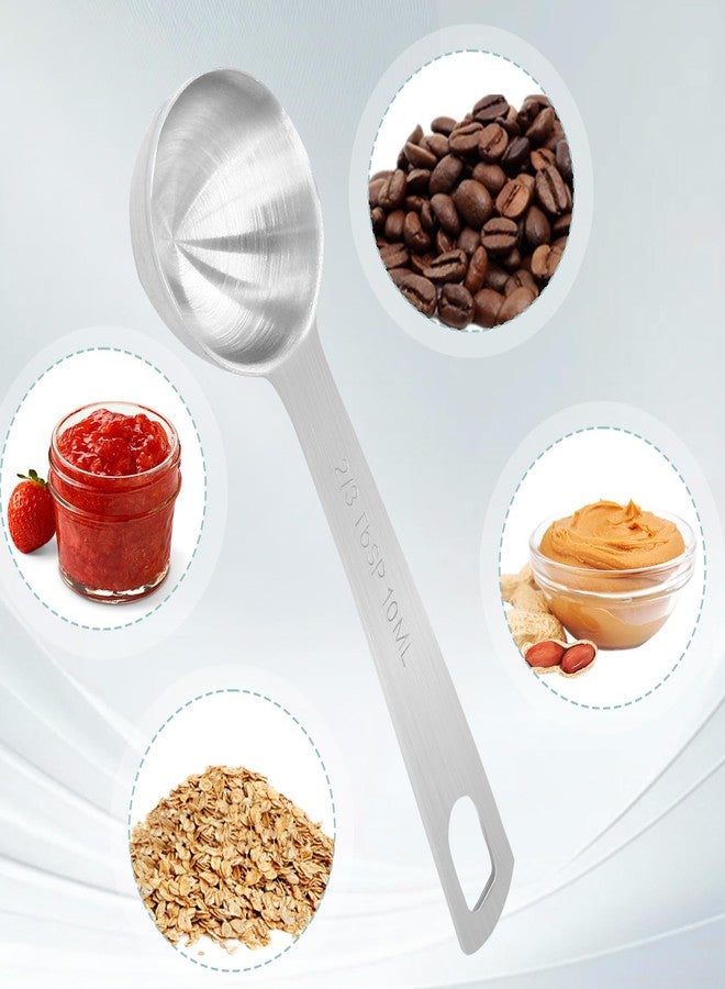 Marvexi 2Pcs 2/3 Tablespoon (2/3 Tbsp | 2 Tsp | 10 Ml | 10 Cc) Stainless Steel Measuring Spoons, 2 Teaspoon Metal Single Measuring Spoon for Measuring Coffee Powder, Grains and Loose Tea - Image 3