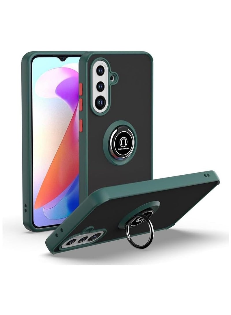 Samsung Galaxy A56 Case/Galaxy A36 Case Flexible Silicone Bumper  Camera Protection Thin Translucent Shockproof Matte Cover with 360 rotational Magnetic Ring Holder For Samsung Galaxy A56 Green