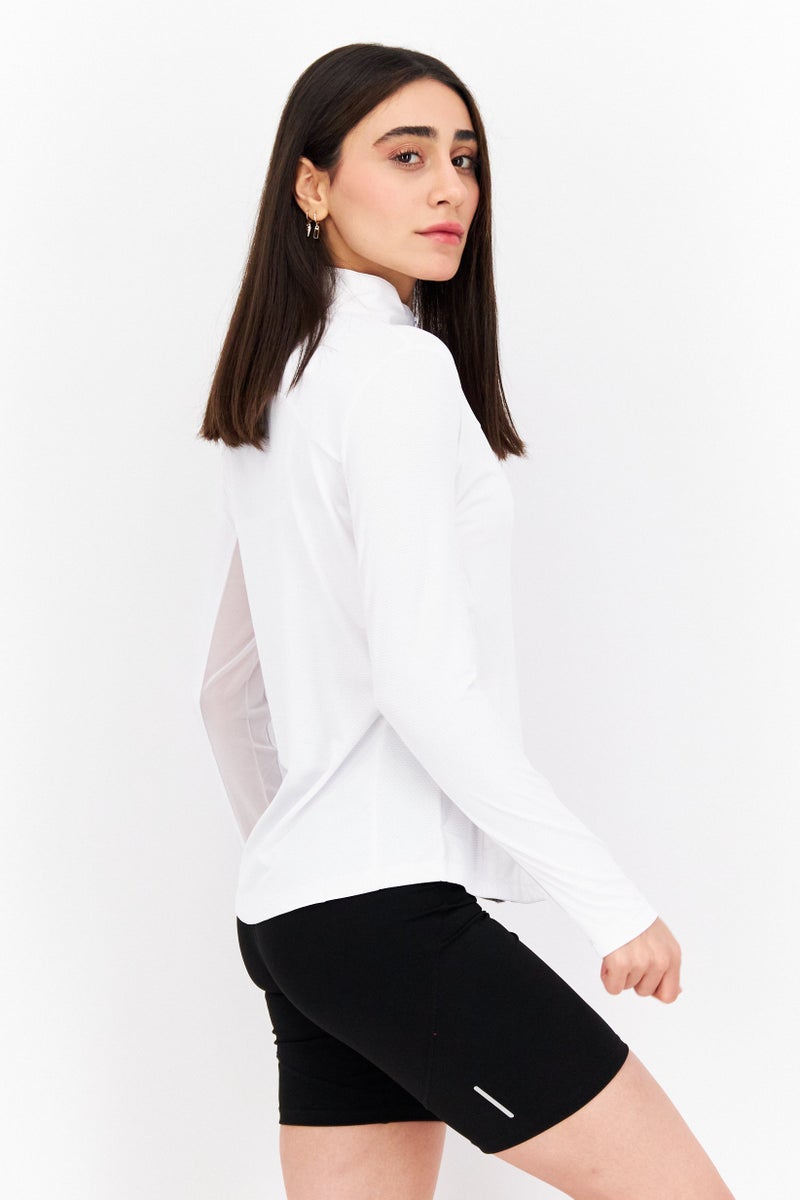 X by Gottex Women Sportswear Fit Long Sleeve Front Zip Jacket, White - Image 4