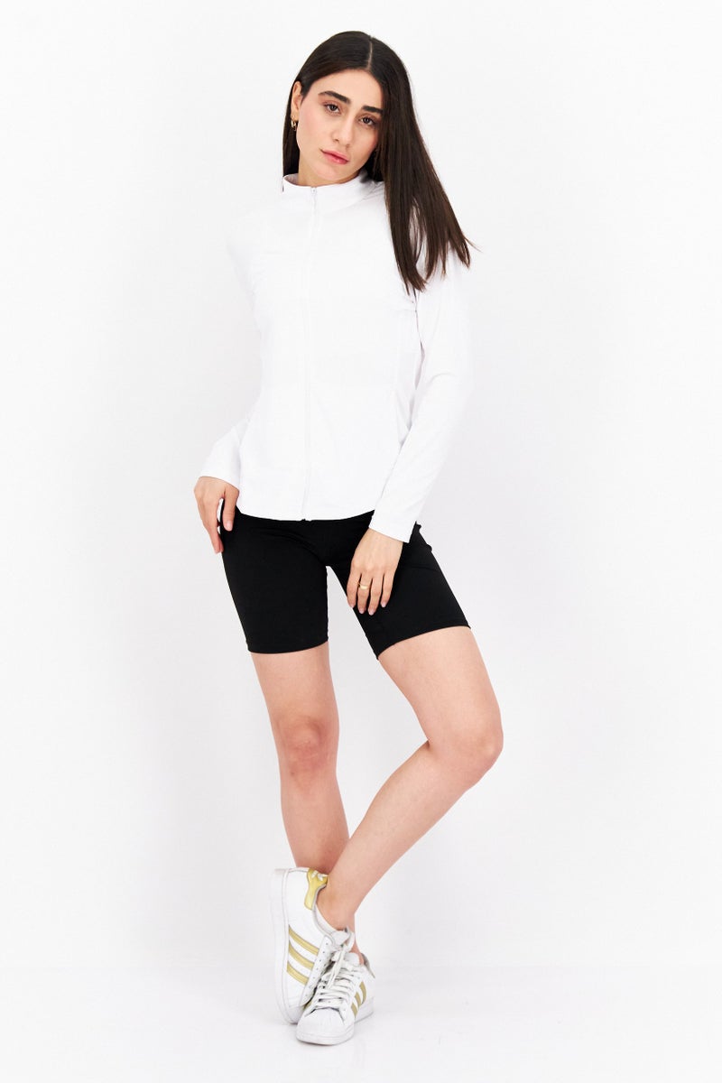 X by Gottex Women Sportswear Fit Long Sleeve Front Zip Jacket, White - Image 2