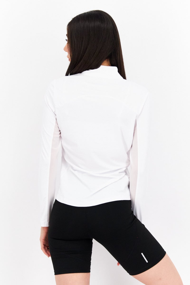 X by Gottex Women Sportswear Fit Long Sleeve Front Zip Jacket, White - Image 3