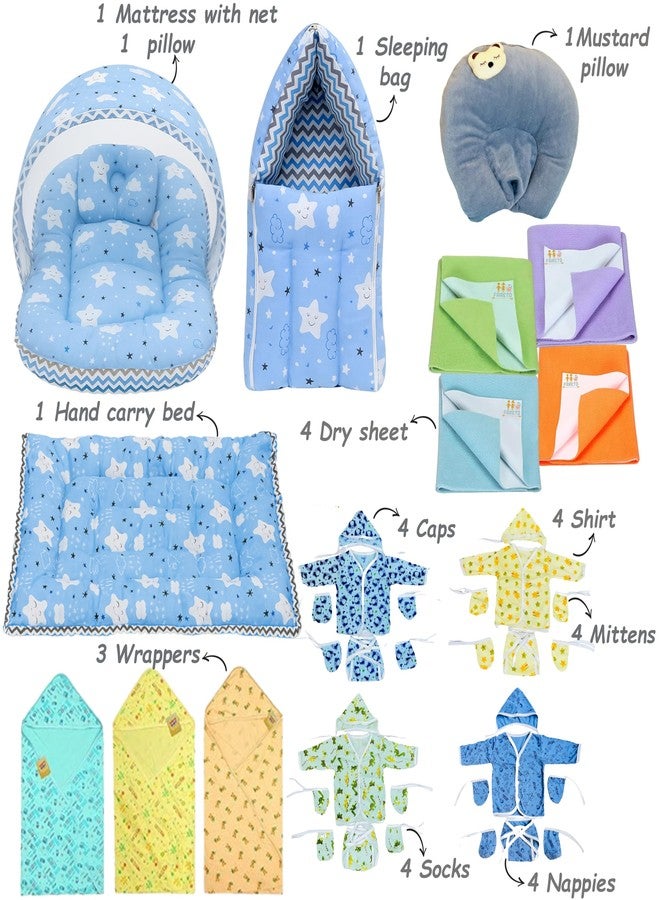 Infantbond by fareto Newborn Baby Bedding Essentials | Daily Needs Items | Hopsital kit Ready Combo | Baby Products All (Pack of 32) (0-6months) (Cloud Blue) - Image 3