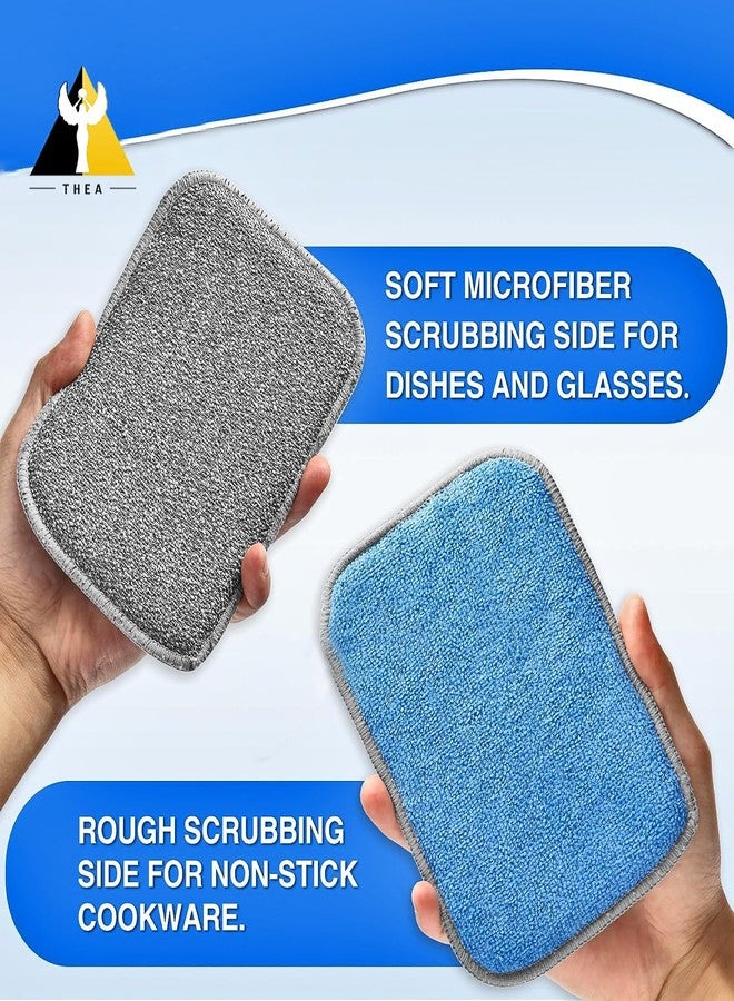 THEA Multi-Purpose Scrub Sponge Pad (Pack of 2) - Non-Scratch Reusable Microfiber Scrubber for Kitchen Utensils, Dish Wash, Bathroom Cleaning, Steel Wool Alternative, Scrub Wipes & Pads - Image 2