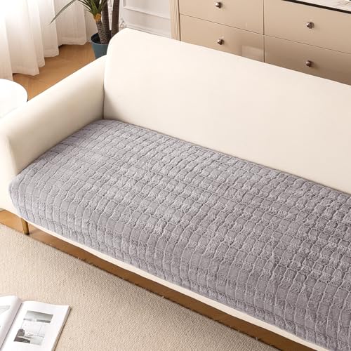 HOKIPO 'Plush Haven' Premium Anti Slip Sofa Cover Mat for 1/2/3 Seater & L Shape Sofa. Make Your Own Sofa Cover Set, Mat Length 90(D) x 60(L) cm, Light Grey (NW2-AR-5030-LGRY) - Image 1
