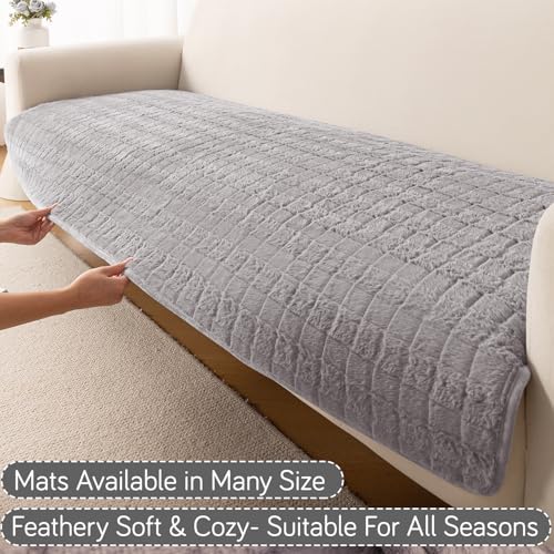 HOKIPO 'Plush Haven' Premium Anti Slip Sofa Cover Mat for 1/2/3 Seater & L Shape Sofa. Make Your Own Sofa Cover Set, Mat Length 90(D) x 60(L) cm, Light Grey (NW2-AR-5030-LGRY) - Image 3
