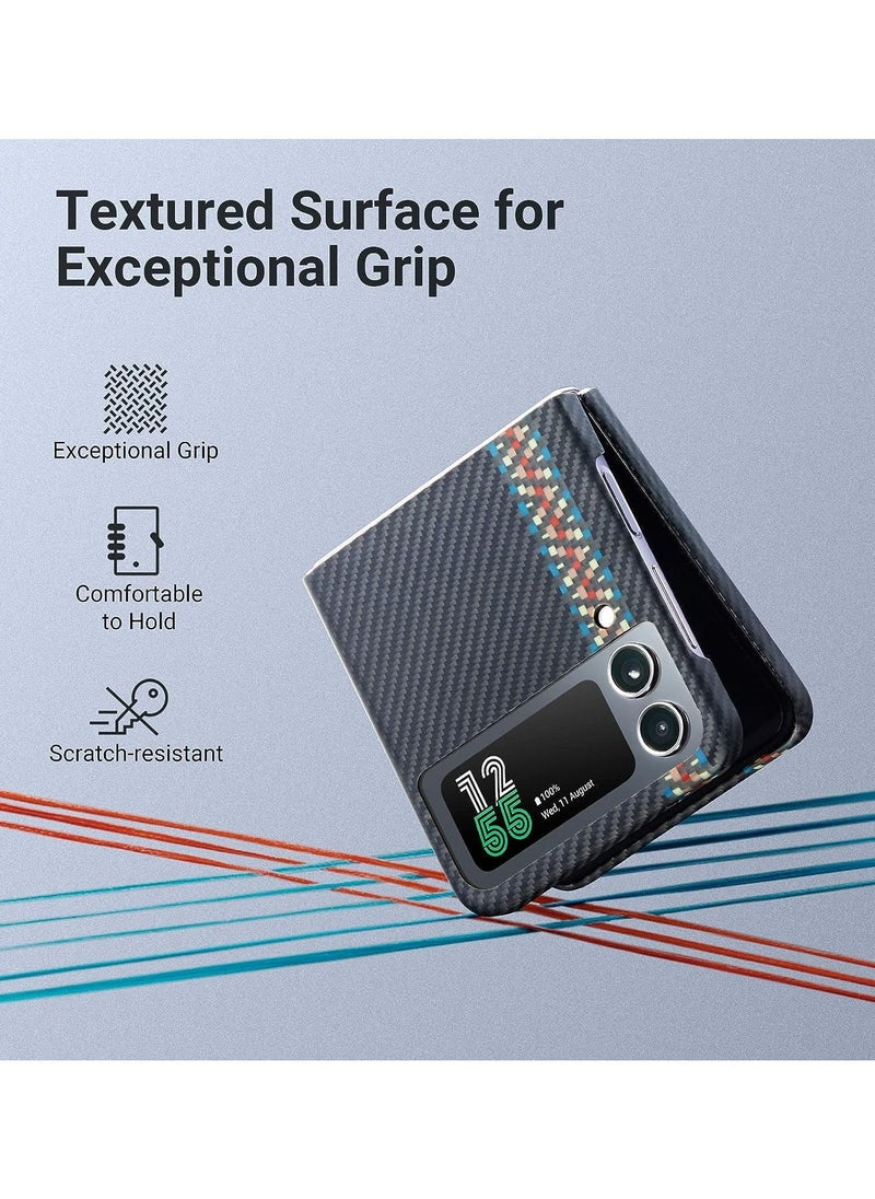 PITAKA Z Flip 4 Case Compatible with MagSafe, Slim & Light Galaxy Z Flip 4 Case with a Case-Less Touch Feeling, 600D Aramid Fiber Made Fusion Weaving MagEZ Case 3 - Rhapsody  - Image 2