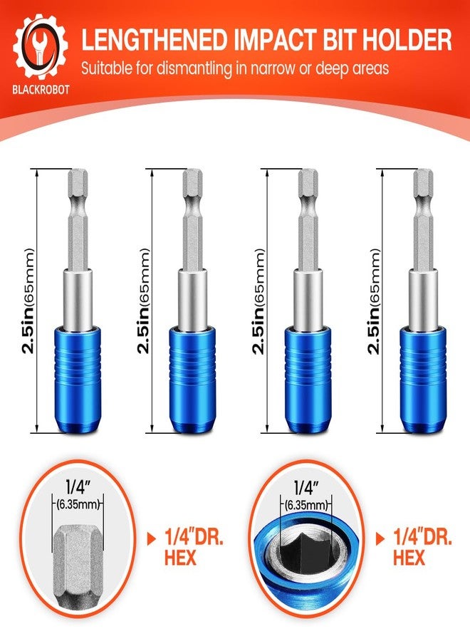 BLACKROBOT 4-Piece Magnetic Quick Change Impact Bit Holder, 2.5-Inch Drill Bit Extension for 1/4" Hex Drives, Ideal for Screwdriver Bits, Nuts, Drills and Socket Driver Adapters - Image 2