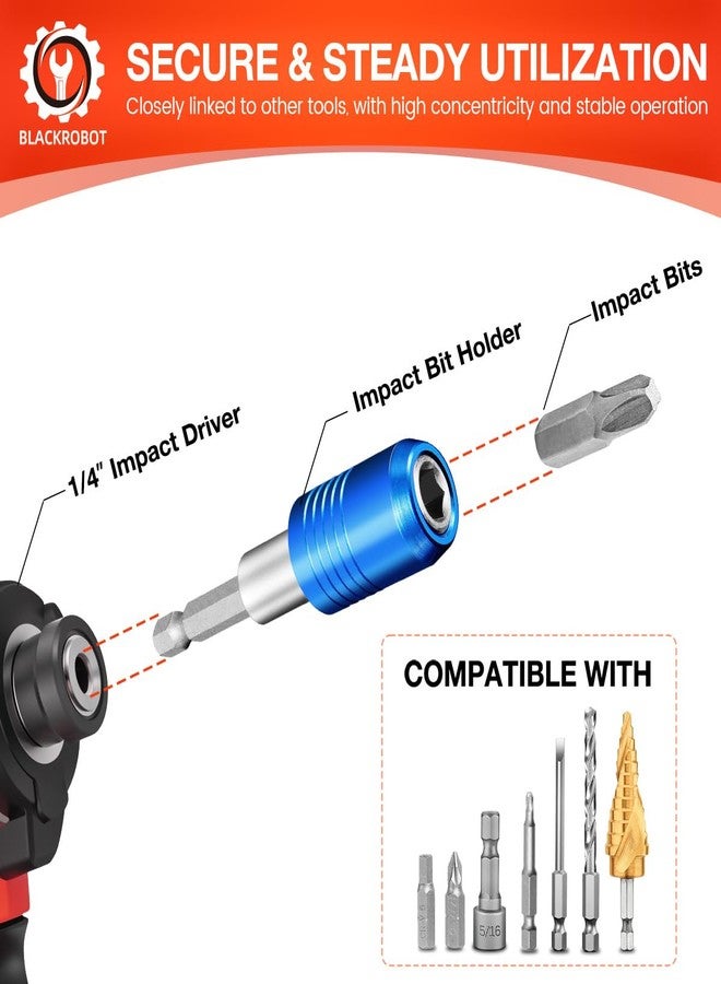 BLACKROBOT 4-Piece Magnetic Quick Change Impact Bit Holder, 2.5-Inch Drill Bit Extension for 1/4" Hex Drives, Ideal for Screwdriver Bits, Nuts, Drills and Socket Driver Adapters - Image 4