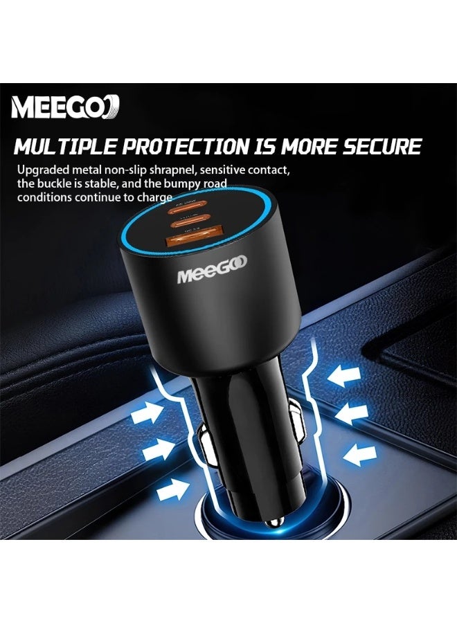 Meegoo شاحن سيارة MeeGoo سريع 3 منافذ 100 واط PD/QC3.0 بهيكل معدني للهاتف/اللابتوب/الدرون - Image 4