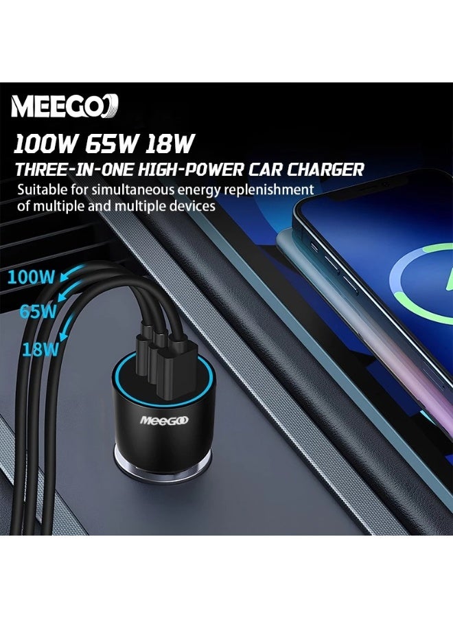 Meegoo شاحن سيارة MeeGoo سريع 3 منافذ 100 واط PD/QC3.0 بهيكل معدني للهاتف/اللابتوب/الدرون - Image 3