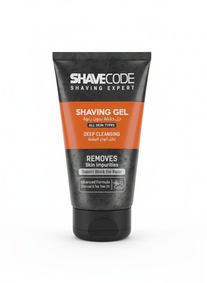 جل حلاقة فائق النعومة بدون رغوة لجميع أنواع البشرة 150 مل، تركيبة مزدوجة من الفحم  وزيت شجرة الشاي  لتنضيف عميق وحماية من الخدوش و التهيج