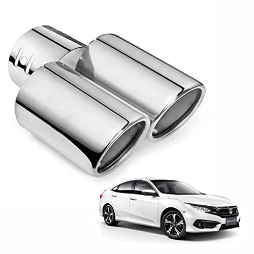 Asryd Dual Silencer Exhaust Tip Pipe Rustproof Stainless Steel Muffler Tail End Outlet 1Pcs For Honda Civic - Image 1