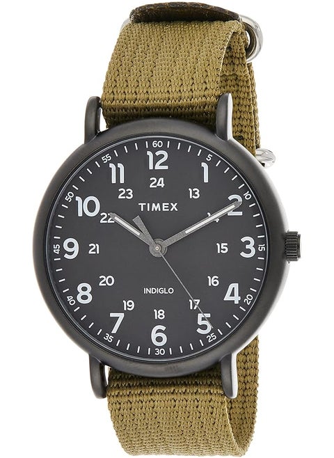 Weekender 43Mm Black Dial And Olive Green Strap Quartz Watch Tw2U68200