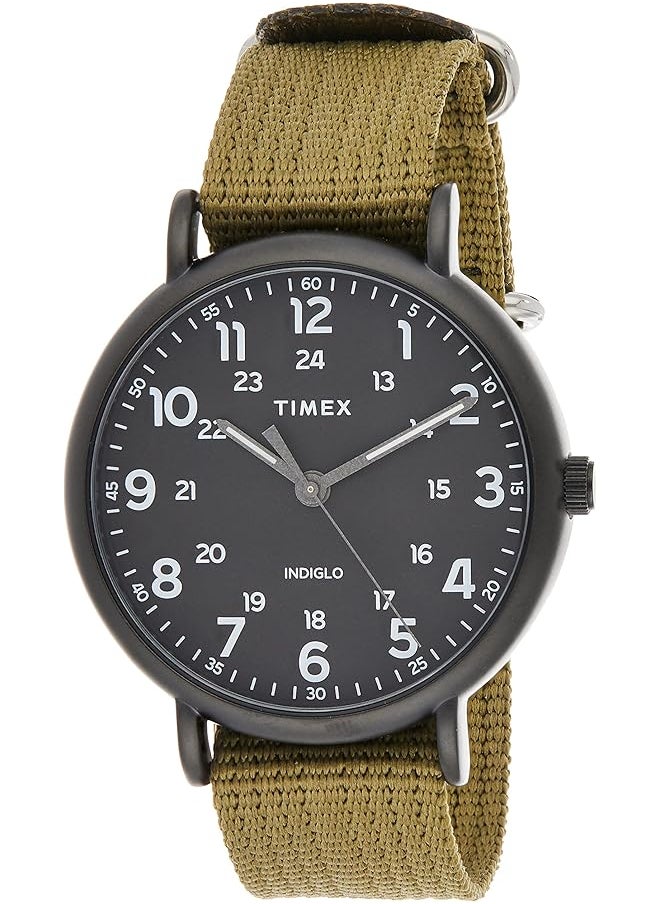 TIMEX - Weekender 43Mm Black Dial And Olive Green Strap Quartz Watch Tw2U68200 - Image 1