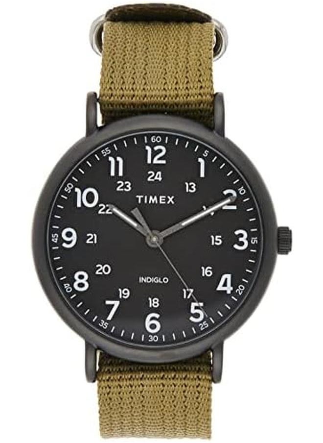 TIMEX - Weekender 43Mm Black Dial And Olive Green Strap Quartz Watch Tw2U68200 - Image 1