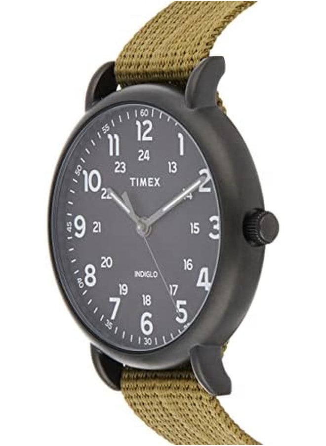 TIMEX - Weekender 43Mm Black Dial And Olive Green Strap Quartz Watch Tw2U68200 - Image 1