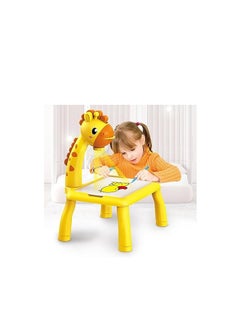 Generic Child Learning Desk with Smart Projector, Learning Projection Painting Machine Drawing Playset for Kids Preschoolers Girls and Boys Ages 3 4 5 6 Years, Yellow Giraffe Design  - Image 1