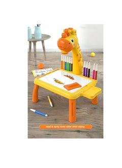 Generic Child Learning Desk with Smart Projector, Learning Projection Painting Machine Drawing Playset for Kids Preschoolers Girls and Boys Ages 3 4 5 6 Years, Yellow Giraffe Design  - Image 2