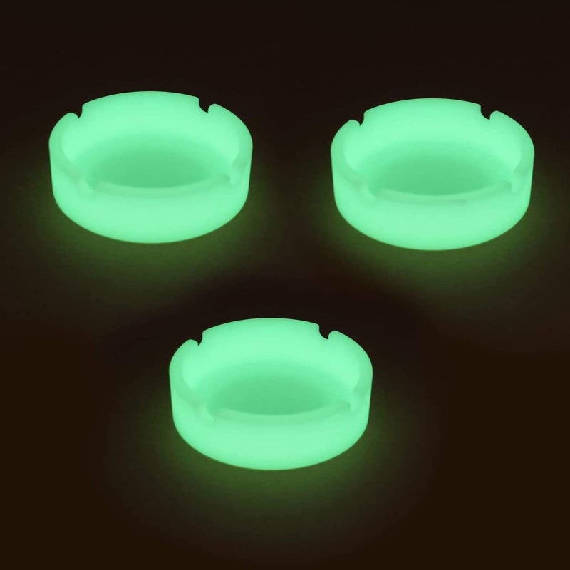 HOWDIA Silicone Ashtray HOWDIA Luminous Ash Tray, Small Ashtrays for Outside Patio Glow In The Dark Ashtray Cute Home Ash Trays High Temperature Heat Resistant, 3 Pack - Image 1