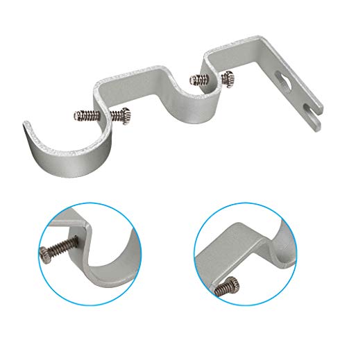 TLBTEK 6PCS Silver Curtain Rod Brackets, Heavy Duty, Adjustable Holders for Windows, Bedrooms, Home - Image 3