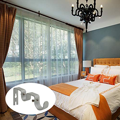 TLBTEK 6PCS Silver Curtain Rod Brackets, Heavy Duty, Adjustable Holders for Windows, Bedrooms, Home - Image 5