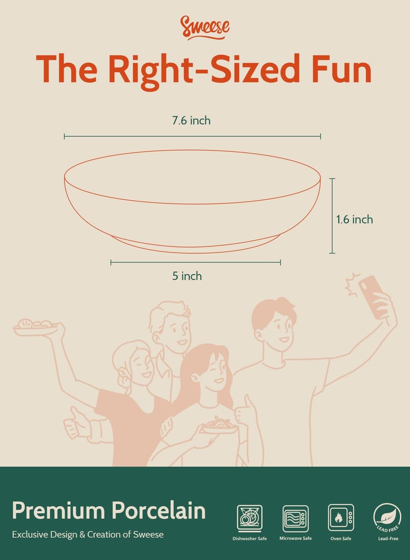 Sweese Pasta Bowls  22 Ounce Salad White Serving Bowls Set of 6  7.6 Inch Porcelain Plates for Serving Dinner  Salad - Microwave Dishwasher Safe - Image 2