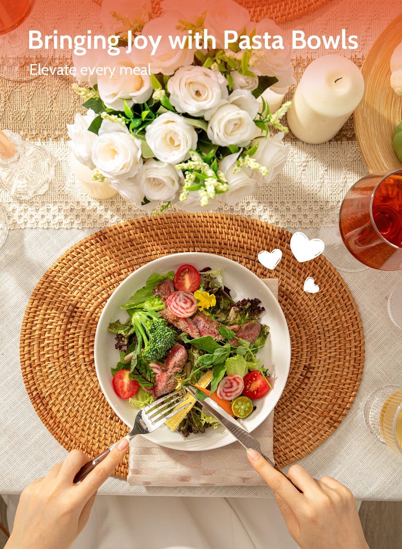 Sweese Pasta Bowls  22 Ounce Salad White Serving Bowls Set of 6  7.6 Inch Porcelain Plates for Serving Dinner  Salad - Microwave Dishwasher Safe - Image 4