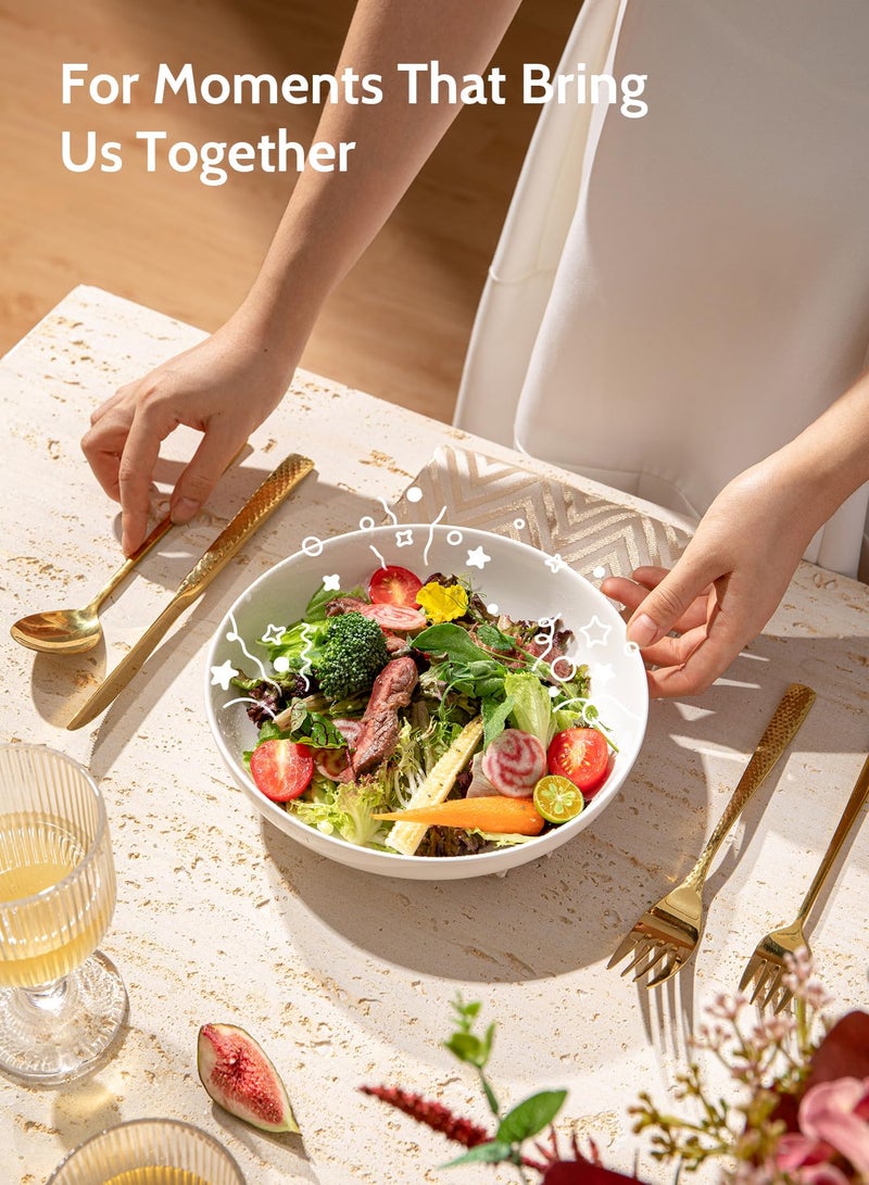 Sweese Pasta Bowls  22 Ounce Salad White Serving Bowls Set of 6  7.6 Inch Porcelain Plates for Serving Dinner  Salad - Microwave Dishwasher Safe - Image 5