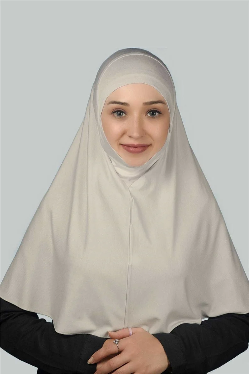 Altobeh Ready-made Turban Practical Scarf with Veil Hijab with Nikap - Prayer Cover Soufflé (Xl) - Dark Cream