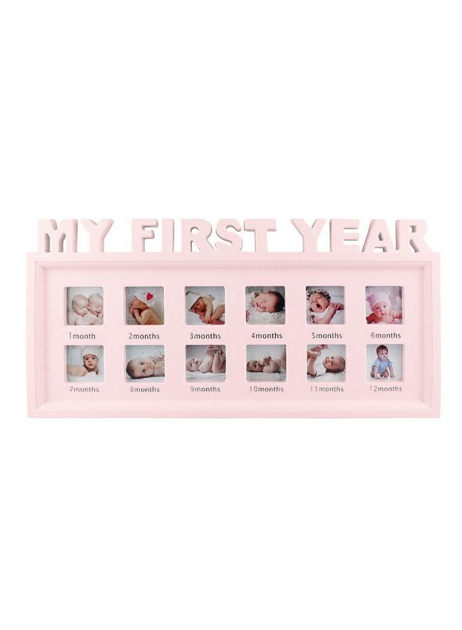 Estamico My First Year Frame Baby Picture Keepsake Frame for Photo Memories, Pink - Image 1