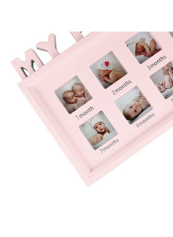 Estamico My First Year Frame Baby Picture Keepsake Frame for Photo Memories, Pink - Image 2